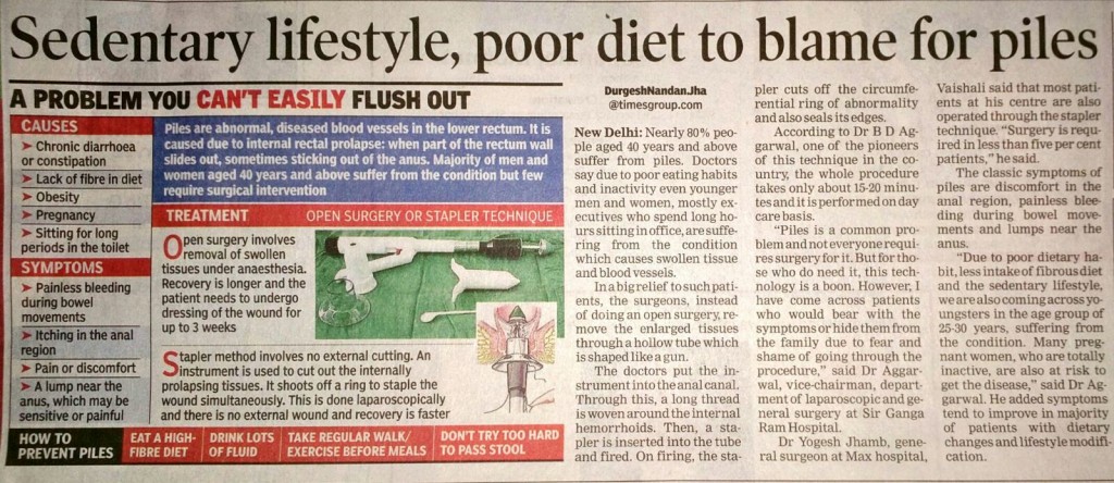 Sedentary lifestyle, poor diet to blame for piles